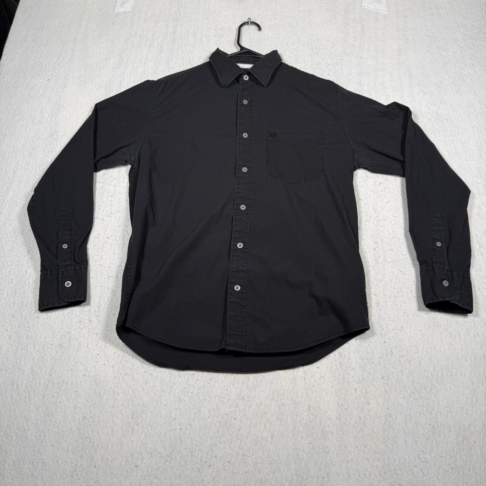 Aeropostale Mens Small Black Long Sleeve Button Down Shirt A87 Logo Cotton